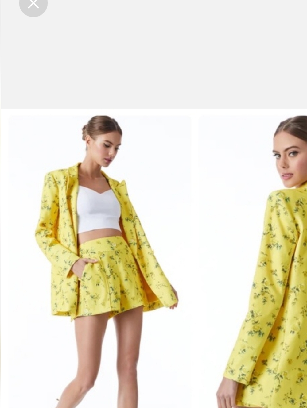 Alice + Olivia 'Justin' yellow floral boyfriend blazer Sz 12 ( No Shorts ) - Picture 4 of 12